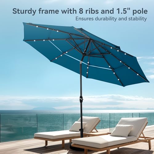 10ft Outdoor Patio Umbrella with Solar Lights