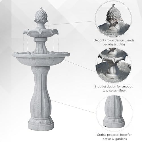 44" Solar Powered Outdoor Fountain
