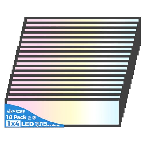 18 Pack 1x4 LED Flat Panel Light Surface Mount Black (18 Count)