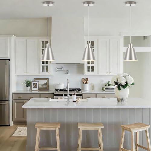 Brushed Nickel Pendant Light Kitchen Island (3 Count)