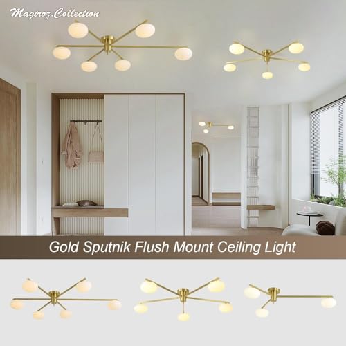 3 Light Gold Sputnik Ceiling Light Fixture