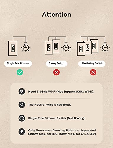 Smart Dimmer Switch Single Pole (2 Count)