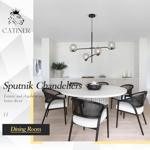 Modern 31" 4 Light Black Sputnik Chandelier with Smoke Glass Globe