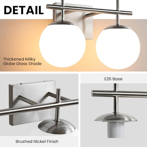 Brushed Nickel Vanity Light for Bathroom (2 Count)