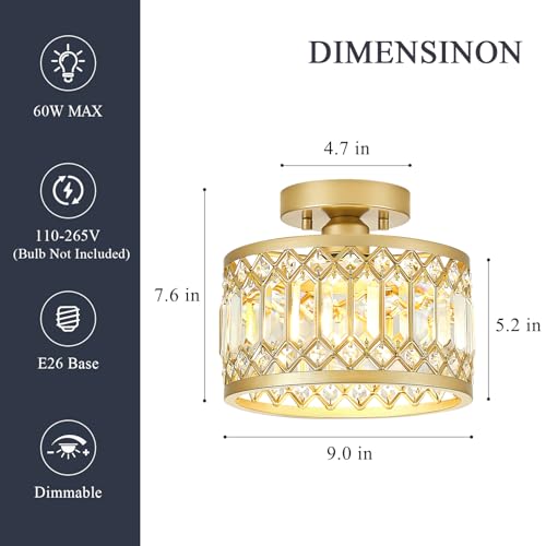 Crystal Gold Ceiling Light