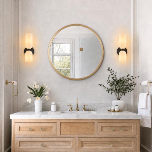 Black Wall Sconces Set of Two with Milky White Glass