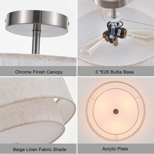 18" Chrome Semi Flush Mount Ceiling Light