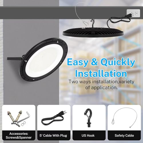 4pack 200WSuper Bright High Bay Led Shop Lights 28000LM 5000K100 (4 Count)