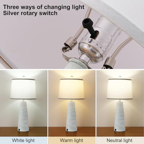 Nightstand Lamp Desk Lamp Vintage Bedside Lamps Set of 2 Rustic Farmhouse Table Lamps 3 Way Dimmable Light (2 Count)