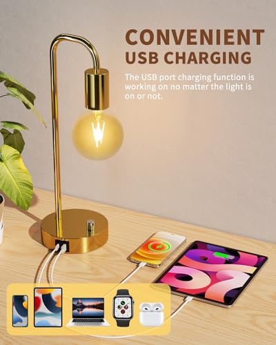 Industrial Table Lamp with 2 USB Port