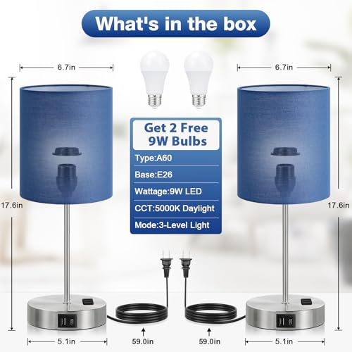 Touch Lamps for Bedroom Set of 2 (2 Count)