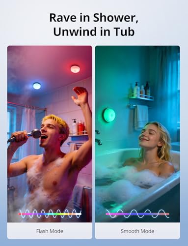 Rechargeable RGB Ambient Shower Light Waterproof Inside (2 Count)