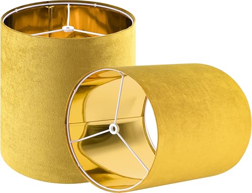 GOSO Tall Drum Natural Velvet Gold Lamp Shades (2 Count)