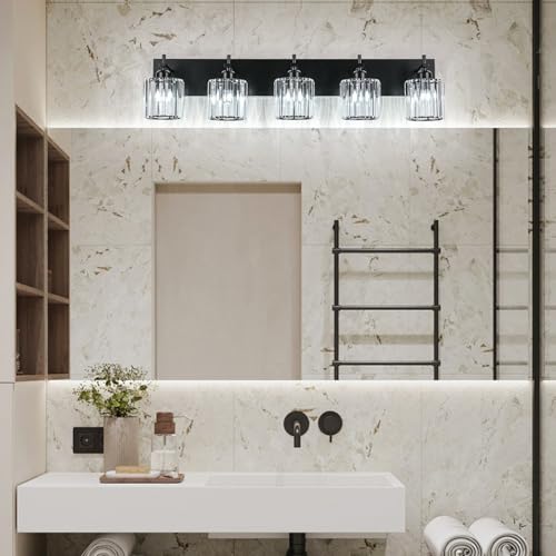Black Crystal Bathroom Vanity Lights