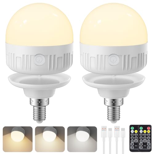 2Packs E12 Rechargeable Light Bulbs with Remote Control