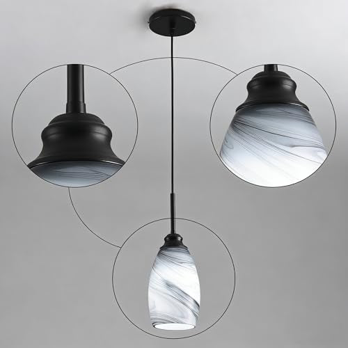 Industrial Pendant Light with Glass Shade Matte Black Pendant Lighting Adjustable Industrial Retro Style Hanging Light