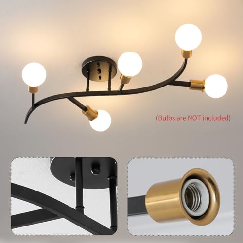 Black and Gold Modern Sputnik Ceiling Light Fixture 5