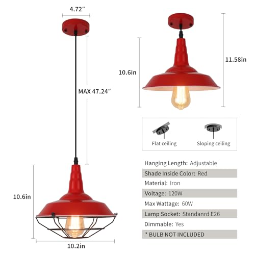 Farmhouse Red Pendant Light (3 Count)