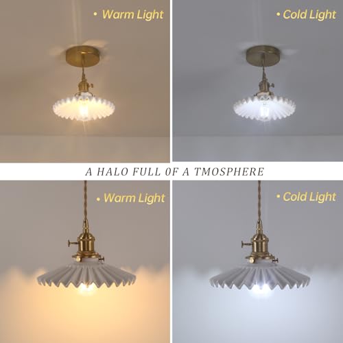 Pendant Light 2 Pack with White Pleated Ceramic Lmapshade (2 Count)