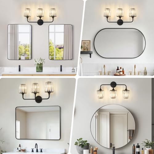 Modern Bathroom Light Fixtures (Matte Black / 3 Light)