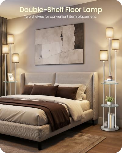 70.9" Floor Lamp with Shelves