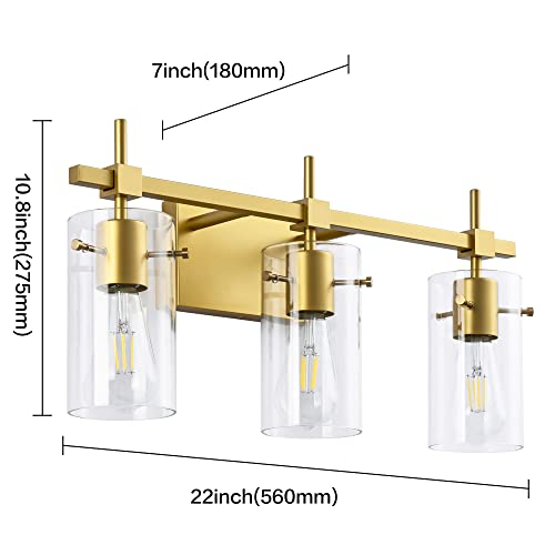 Gold 3 Lights Bathroom Light Fixtures for Mirror Vanity Lights Bathroom Vanity Light Wall Sconce