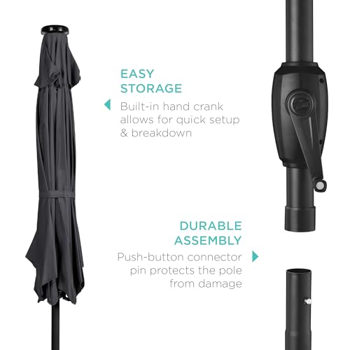 7.5ft Solar Umbrella LED Lighted Patio Umbrella