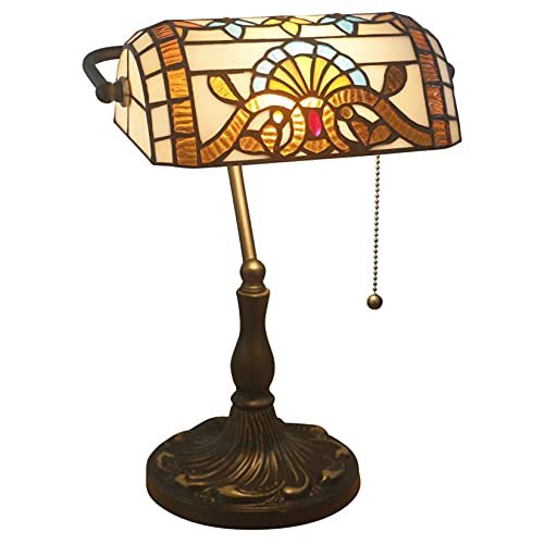 Tiffany Style Bankers Table Lamp Stained Glass Piano Desk Lamp Vintage Bedroom Bedside Lamp for Study