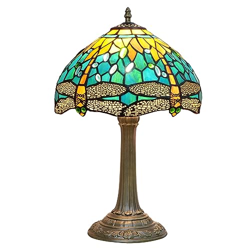 Tiffany Lamp Stained Glass Table Lamp for Living Room Bedroom Bedside Nightstand Home Office LED Bulb Included