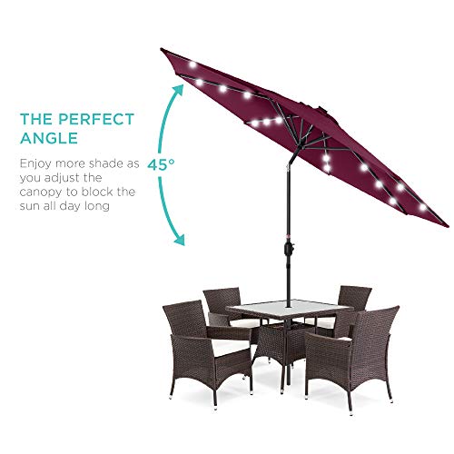 10ft Solar Polyester LED Lighted Patio Umbrella w (10 Feet)
