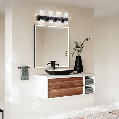 Black Bathroom Light Fixtures Crystal Bathroom Vanity 4 Light Over Mirror Modern LED Wall Light