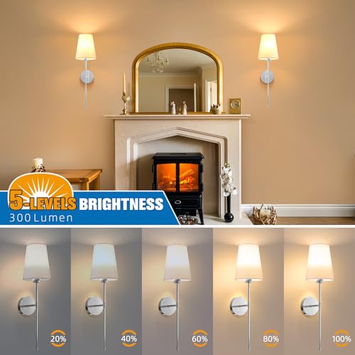 25.4 inch Brushed Nickel Battery Operated Wall Sconce Set of 2 (2 Count)
