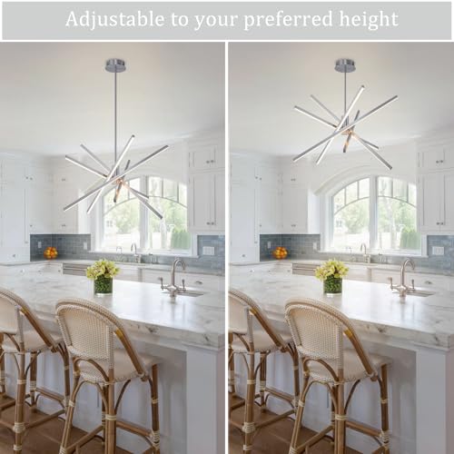 5 Lights Modern Sputnik Chandelier Brushed Nickel LED Sputnik Light Fixture