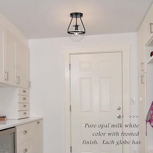 6" Globe Semi Flush Mount Ceiling Light Fixture Modern Black Semi Flush Mount Ceiling Light Mid Century Ceiling Light With Clear Glass Shade Matte Black Finish for Hallway Bathroom