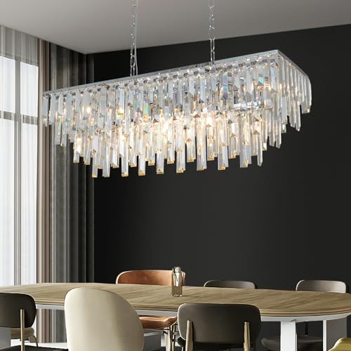 31.5" Modern Rectangle Crystal Chandelier