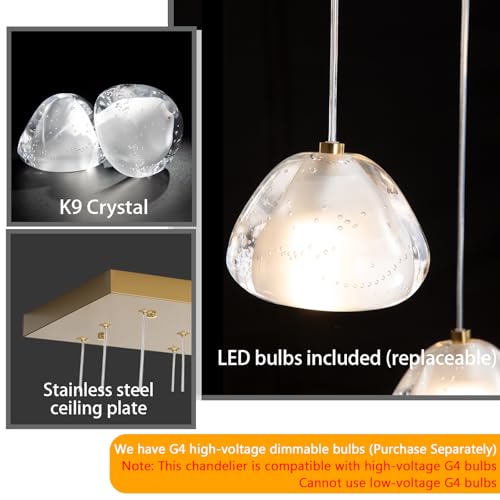 Crystal Chandeliers for Living Room Dining Room Light LED Pendant Lights Fixtures Lighting Chandelier for Foyer Entrance Gold