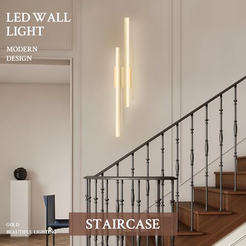 LED Wall Sconce Gold Modern Remote Wall Light Fixtures for Living Room