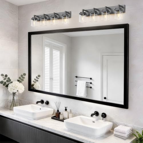 Matte Black Bathroom Light Fixtures (Black / 4-Light)