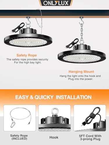 300W Super Bright UFO LED High Bay Lights 8 Pack 6000K 45000lm (8 Count)