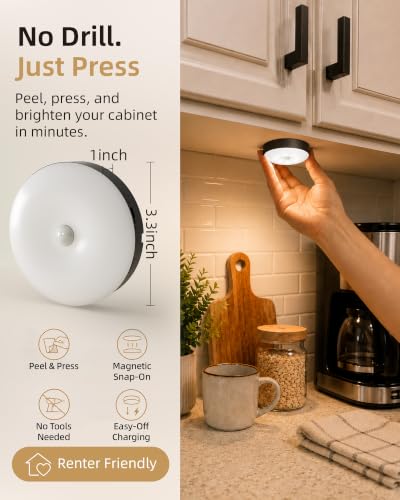 RGB Under Cabinet Puck Lights with Remote (6 Count)