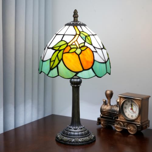 Tiffany Lamp Stained Glass Table Lamp 8X8X14 Inches Persimmon Style Living Room Bedroom Dorm Kitchen Home Decor Festival Birthday Gift