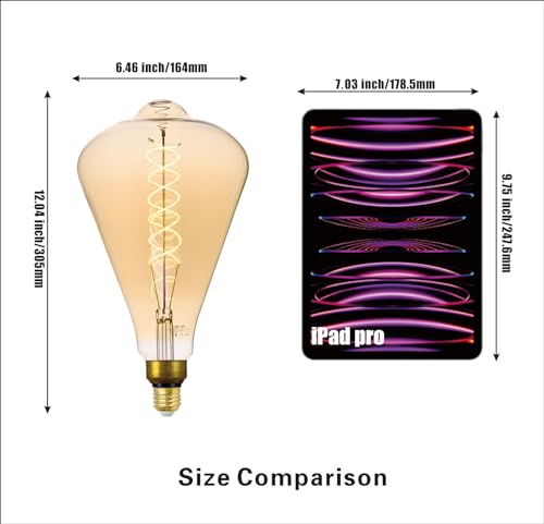ST164 Large LED Edison Light Bulbs Dimmable 8W 450lm E26 2200K 1PC