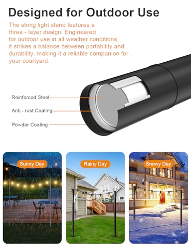 10 Pack String Light Poles for Outside (10 Count)