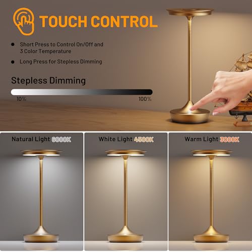 LED Cordless Table Lamp 6000mAh Rechargeable Battery Outdoor Light Bronze