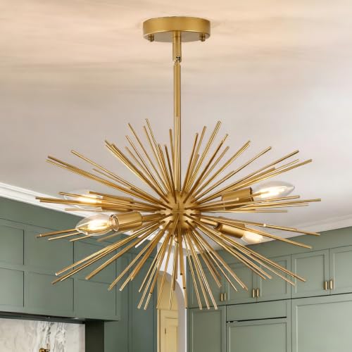 Gold Sputnik Ceiling Light Starburst Light Fixture Solid Metal