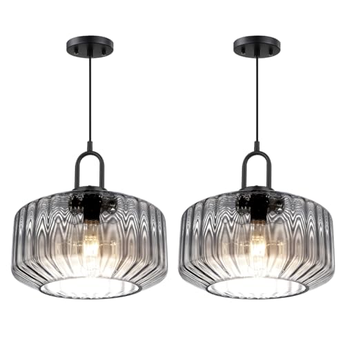 Blown Glass Pendant Lights Kitchen Mid Century Vintage Pendant Light Gray Lantern Globe Shade Modern Ceiling Hanging Light Large Glass Chandelier for Music Studio Bedroom Above Table
