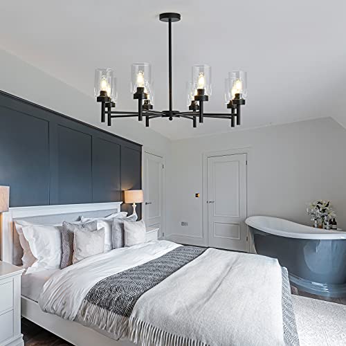 Black 8 Light Large Modern Chandelier