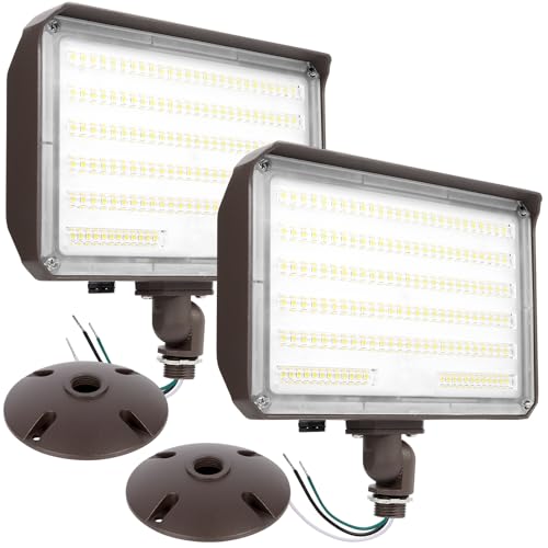 100W Outdoor LED Flood Light Dusk to Dawn 5000K 2Pack ETL Listed (2 Count)