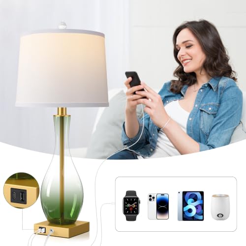 27" Glass Table Lamps Set of 2 (2 Count)