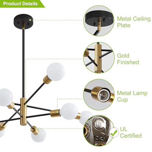 Chandeliers for Dining Room Black Gold 8